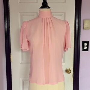 Vintage 1980s Sheer Light Pink Tulip Sleeve Blouse